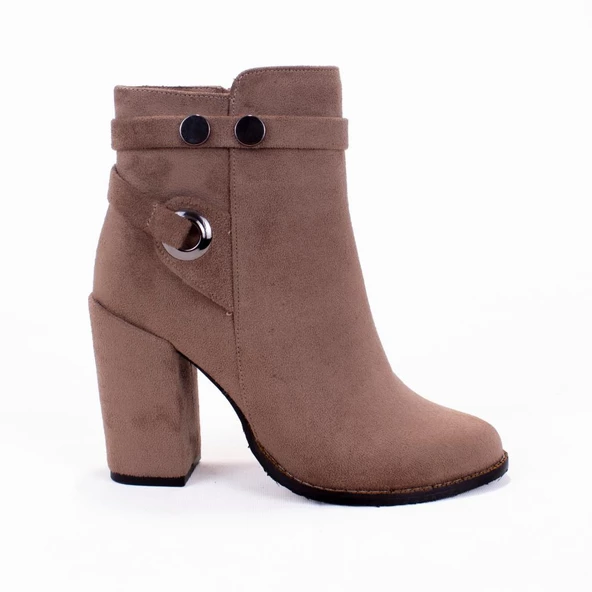 Dagoster DZA07-703419 Vizon Süet Klasik Topuklu Kadın Bot - 2