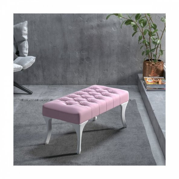 Azra Puf & Benç 45X90-Pls Ayak Silenebilir Kumaş Pembe K1
