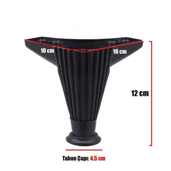 Mobilya Kanepe Koltuk Ünite Ayağı 12 cm Siyah Baza Ayak (4 ADET) - 4