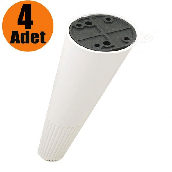 Açılı Konik Ayak Mobilya Baza Koltuk Ayağı Beyaz 12 cm (4 ADET) ürün görseli