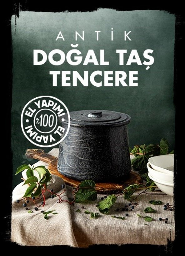 Nehir Antik Doğal Taş Tencere 4 Kişilik 20 Cm Derin - 3