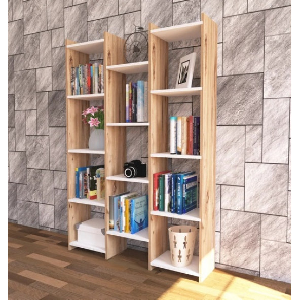 Nur Mobilya Alisa Modern Kitaplık Atlantikçam Beyaz - 3