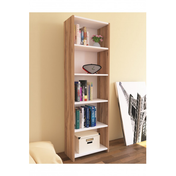 Nur Mobilya Maya 5 Raflı Kitaplık Atlantikçam Beyaz - 2