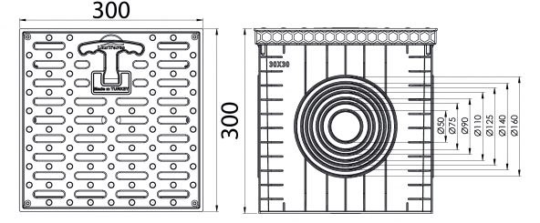 30x30 Rögar Kutusu + Izgaralı Kapak - 2