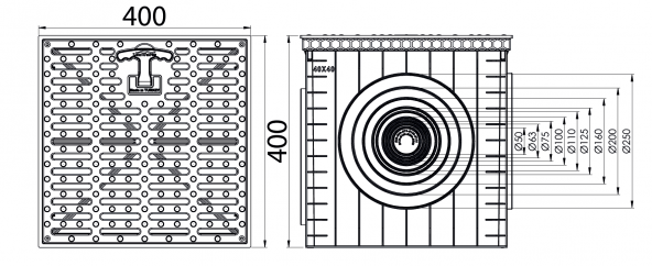 40x40 Rögar Kutusu + Izgaralı Kapak - 2