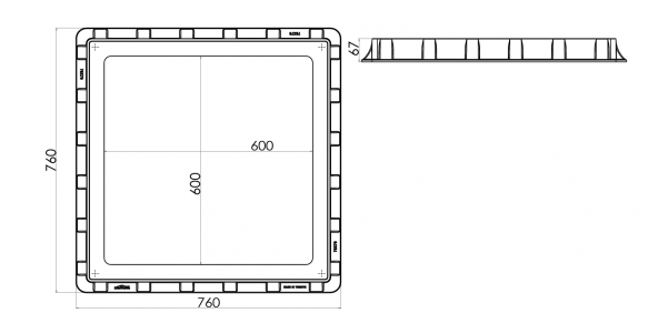 70x70 Rögar Kapağı / Çerçeve + Düz Kapak - 2