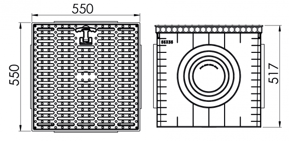 55x55 Rögar Kutusu + Izgaralı Kapak - 2