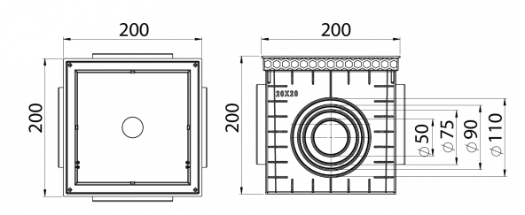 20x20 Rögar Kutusu + Düz Kapak - 2