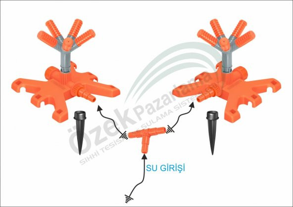 Sehpalı 5li Fıskiye + 1/2 Normal "T" Eki (Takım) *