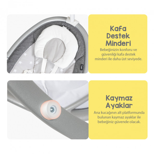 Huggy Nest Otomatik Sallanabilir Kumandalı Müzikli Anakucağı(0-9 kg) - 9