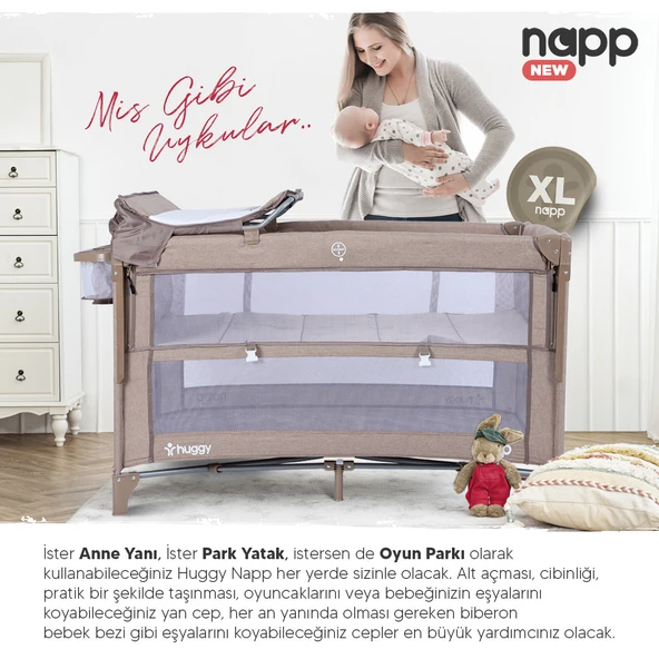 Huggy Napp 6 In 1 Anne Yani Park Yatak Oyun Parkı+Yatak - 5