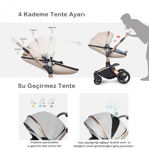 Huggy Egg 6 İn 1 Travel Sistem Bebek Arabası - 4