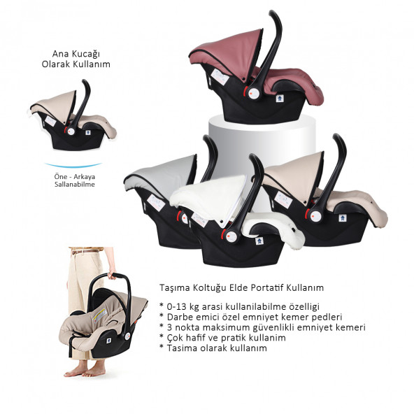 Huggy Egg 6 İn 1 Travel Sistem Bebek Arabası - 6