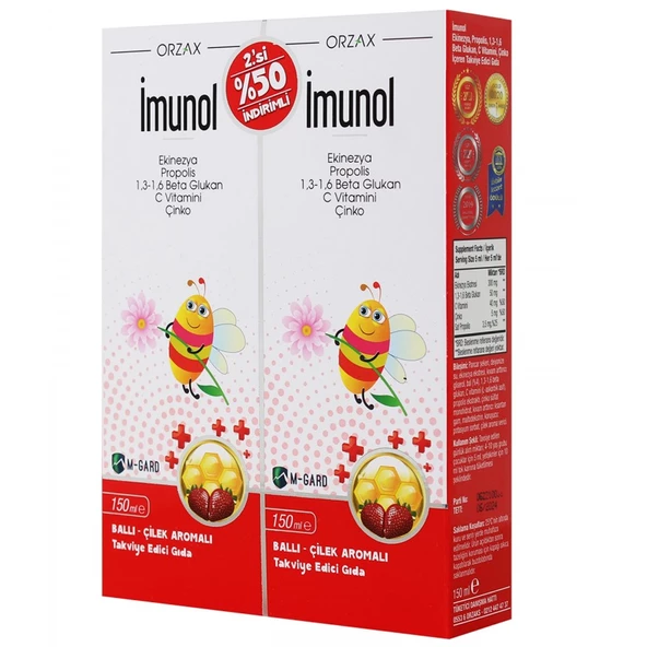 İmunol Ballı Çilek Aromalı Şurup 150 ml + 150 ml 2 li Set