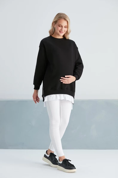 IŞŞIL 6465-Üç İplik Penye Yünlü Hamile Giyim SweatShirt - 8
