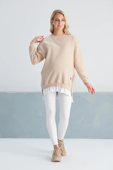 IŞŞIL 6465-Üç İplik Penye Yünlü Hamile Giyim SweatShirt - 2