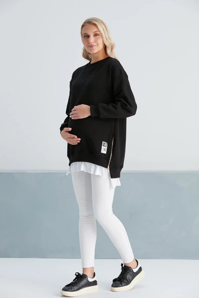 IŞŞIL 6465-Üç İplik Penye Yünlü Hamile Giyim SweatShirt - 11