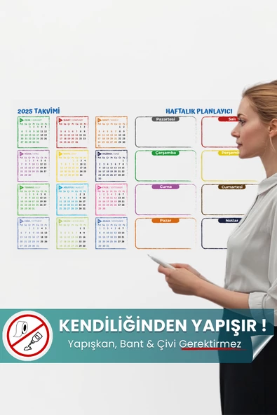 2025 Yıllık Planlayıcı Duvar Takvimi, Planlayıcı Akıllı Kağıt, Haftalık Planlayıcı Sihirli Kağıt,