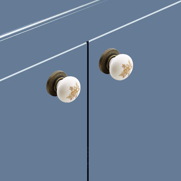 Eymen Düğme Polimer Eskitme Antik Sarı Mobilya Mutfak Çekmece Dolap Dolabı Kulpu Kulbu Kulpları - 5