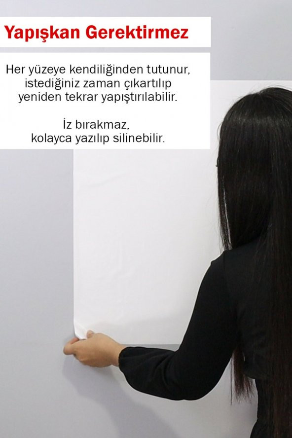 EVBUYA  10 Adet 100 Cm X 150 Cm Beyaz Yapışkansız Statik Tutunabilir Akıllı Kağıt Tahta - 4