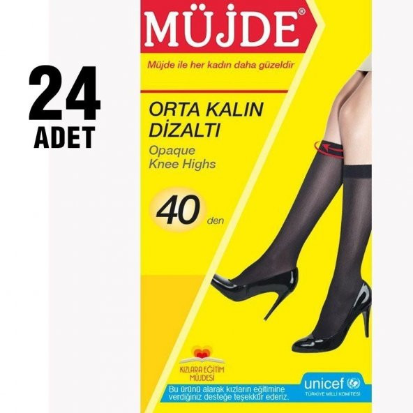 Müjde 40 Den Orta Kalın Dizaltı Çorap 24lü