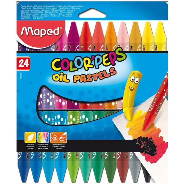 Maped Kolay Tutuş Üçgen Tasarım İlk Pastel Boyam 24 lü Maped Color Peps Oil Pastels Yağlı Pastel Boya - 2