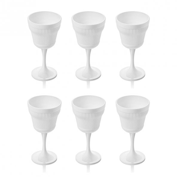 Akrilik Beyaz 6lı Kadeh & Su Meşrubat Kahve Yanı Bardağı 300 ml ( Cam Değildir )