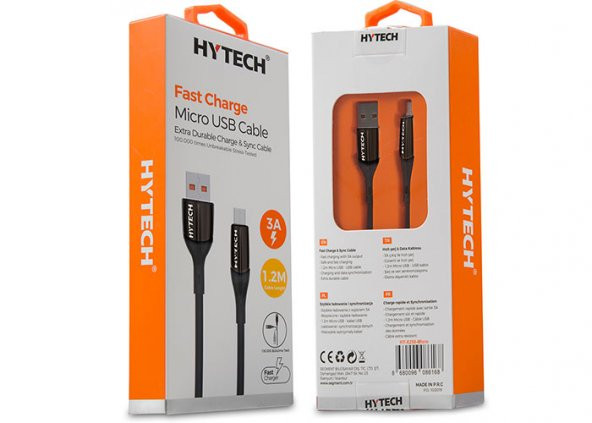 Hytech HY-X250 3A Micro Usb 1,2m Silver Data+Sarj Kablosu