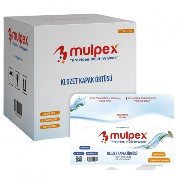 Mulpex Hijyenik Klozet Kapak Örtüsü 1 Pkt. : 250 Adet (100 Selüloz)
