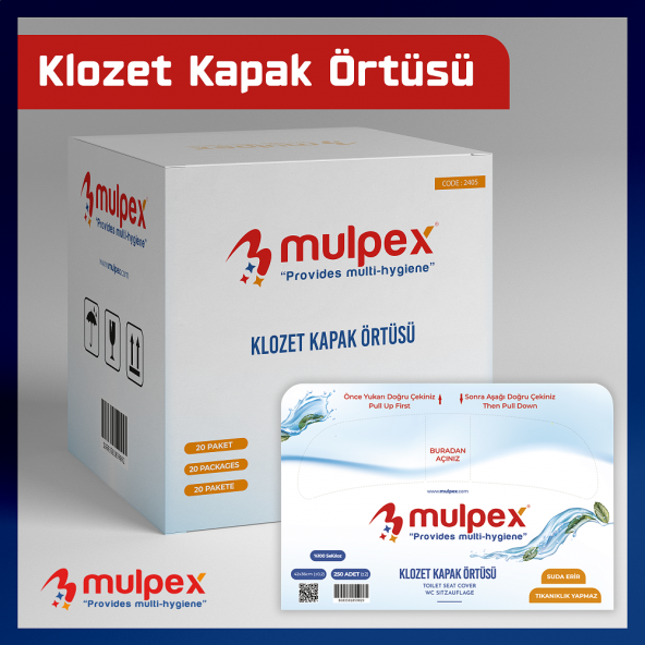 Mulpex Hijyenik Klozet Kapak Örtüsü 1 Pkt. : 250 Adet (100 Selüloz) - 2