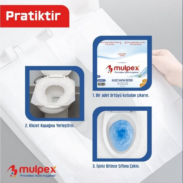 Mulpex Hijyenik Klozet Kapak Örtüsü 3 Pkt. : 750 Adet (100 Selüloz) - 5