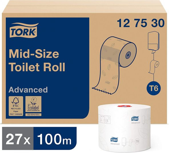 Tork Çift Rulo Tuvalet Kağıdı Advenced 100mt X 27 Rulo (127530)