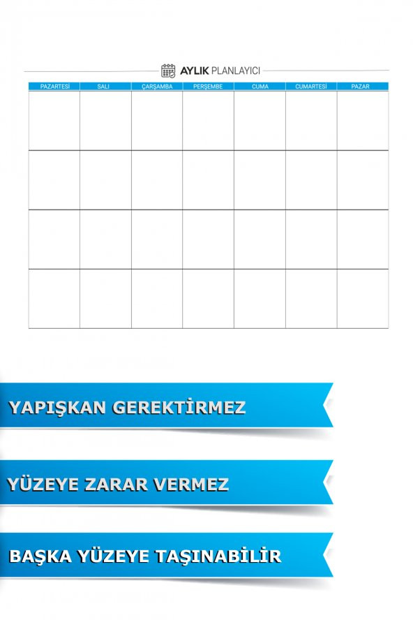 Aylık Planlayıcıolg (özel baskı )- Yapışkansız Tutunan Akıllı Kağıt - Resim 6