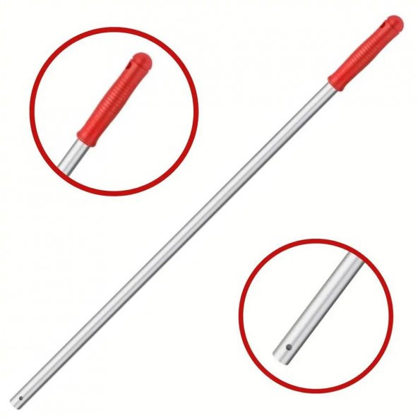 Mulpex Premium Kalite Alüminyum Eloksallı Sap, Delikli 140 cm. Kırmızı - 2