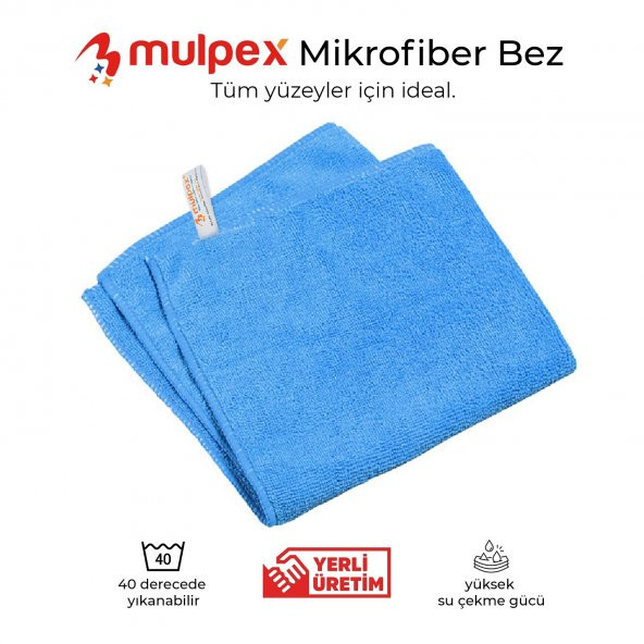 Mulpex Mikrofiber Genel Temizlik Bezi Mavi 40X40 cm. - 3
