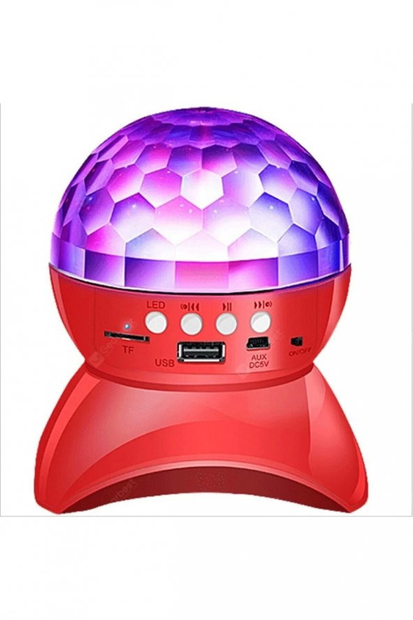 Disko Topu Led Işıklı Şarjlı Bluetooth Hoparlör Disco Speaker Kırmızı L740