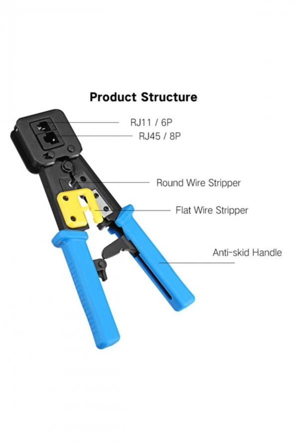 S-link RJ45-RJ11 CAT5 CAT6 Kolay Sıkma Pensesi + Kablo Test Cihazı + Yeni Nesil Jak 10 Adet 3 lü Set