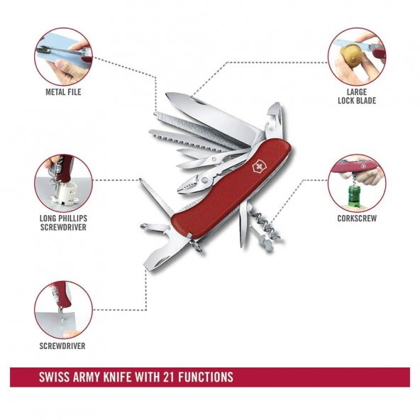 Victorinox Work Champ 0.8564 Kırmızı İsviçre Çakısı 111mm 21F - 4