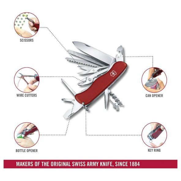 Victorinox Work Champ 0.8564 Kırmızı İsviçre Çakısı 111mm 21F - 6