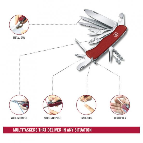 Victorinox Work Champ 0.8564 Kırmızı İsviçre Çakısı 111mm 21F - 7