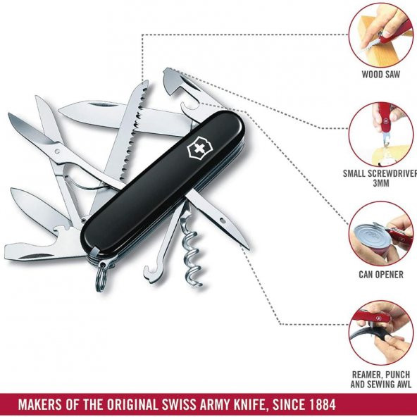 Victorinox Huntsman 1.3713.3 Siyah İsviçre Çakısı 91mm 15F - 4