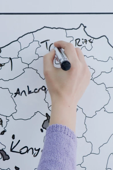 Türkiye Haritası - Yapışkansız Tutunan Akıllı Kağıt & Silgili Tahta Kalemi Hediyeli - 6
