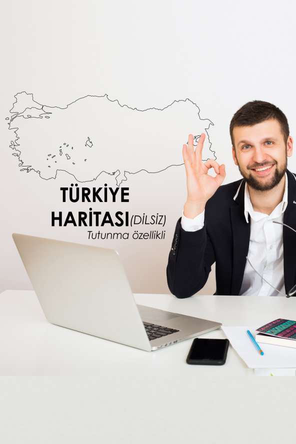 Şehir Bölmesiz Türkiye Haritası - Yapışkansız Tutunan Akıllı Kağıt - 2