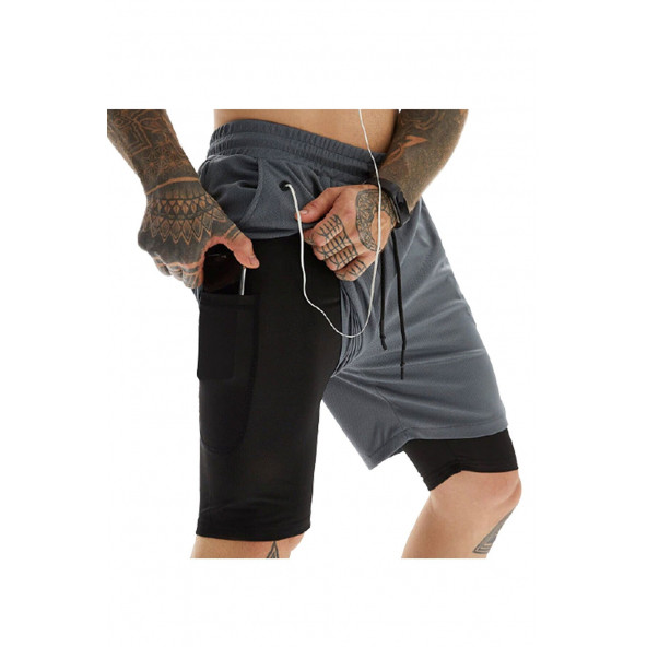MOOLY Unisex Koşu Ve Antrenman Sporcu Şortu Antrasit