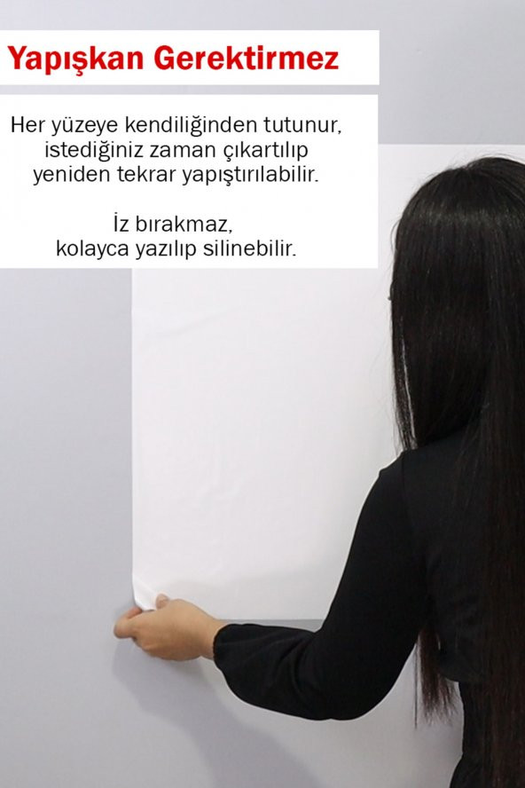 5 Adet 50 Cm x 70 Cm Beyaz - Yapışkansız Tutunan Akıllı Kağıt - 6