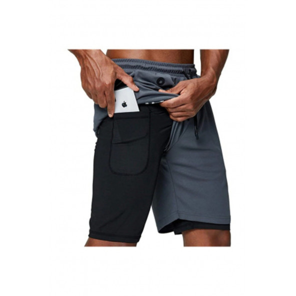 MOOLY Unisex Koşu Ve Antrenman Sporcu Şortu Açık Gri - 7