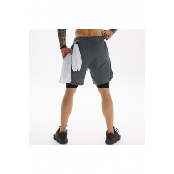 MOOLY Unisex Koşu Ve Antrenman Sporcu Şortu Siyah - 7