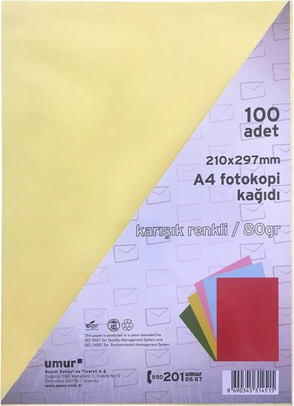 Umur A4 100yp Renkli Fotokopi Kağıdı - 1