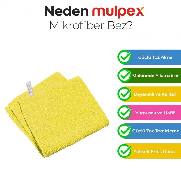 Mulpex Mikrofiber Genel Temizlik Bezi Sarı 40X40 cm. - 500 Adet - 2