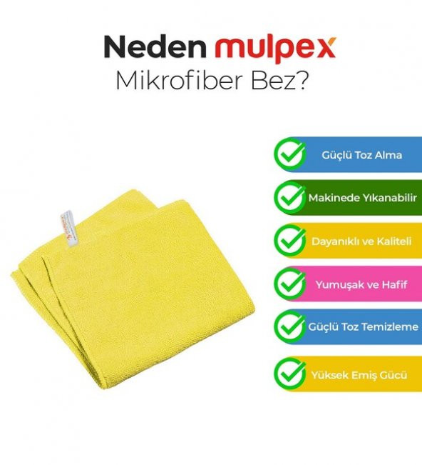 Mulpex Mikrofiber Genel Temizlik Bezi Sarı 40X40 cm. - 20 Adet - 2